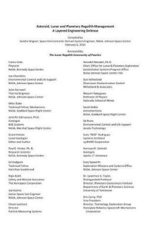 Cover of Asteroid, Lunar and Planetary Regolith Management a Layered Engineering Defense