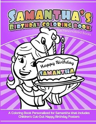 Book cover for Samantha's Birthday Coloring Book Kids Personalized Books