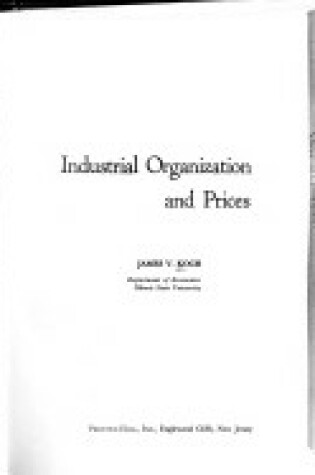 Cover of Industrial Organization and Prices