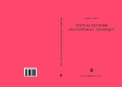 Book cover for Textual Criticism and Editorial Technique