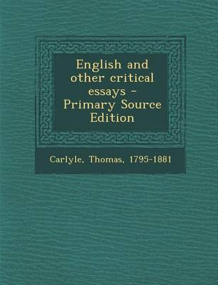 Book cover for English and Other Critical Essays