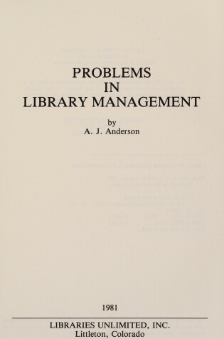 Cover of Problems in Library Management