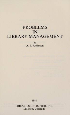 Book cover for Problems in Library Management