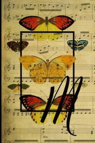 Cover of Letter "M" - Monogram Butterfly Music Journal - Blank Score Sheets