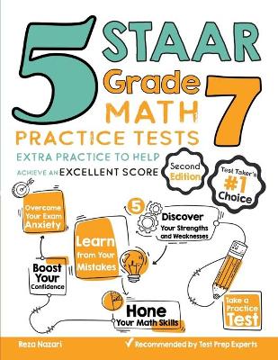 Book cover for 5 STAAR Grade 7 Math Practice Tests