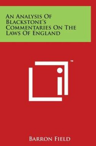 Cover of An Analysis of Blackstone's Commentaries on the Laws of England