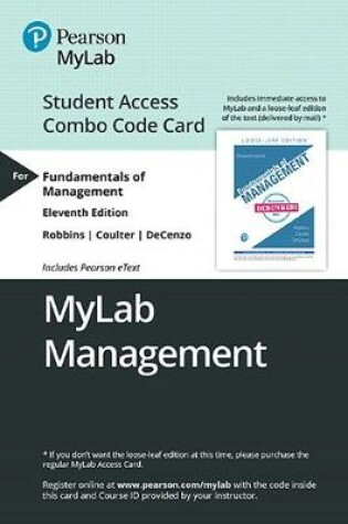 Cover of Mylab Management with Pearson Etext -- Combo Access Card -- For Fundamentals of Management