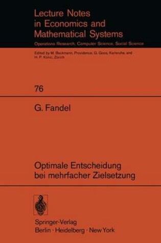 Cover of Optimale Entscheidung bei mehrfacher Zielsetzung