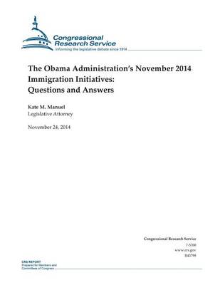 Book cover for The Obama Administration's November 2014 Immigration Initiatives