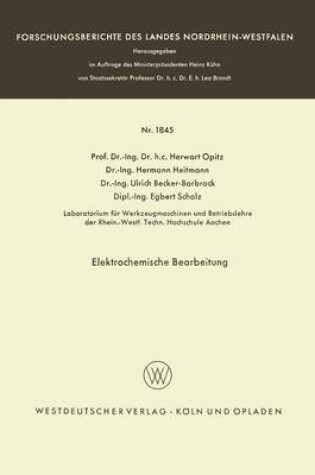 Cover of Elektrochemische Bearbeitung