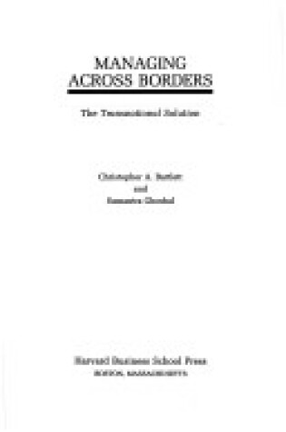 Cover of Managing across Borders