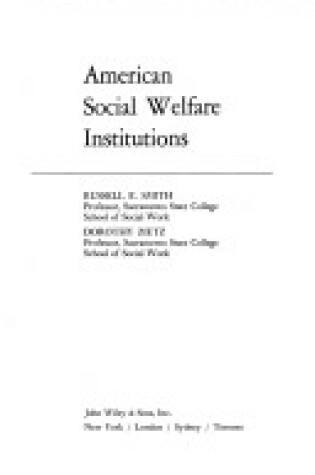 Cover of American Social Welfare Institutions