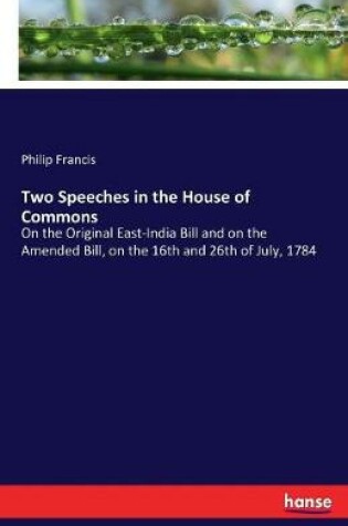 Cover of Two Speeches in the House of Commons
