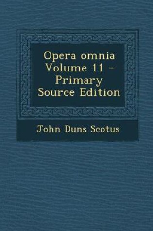 Cover of Opera Omnia Volume 11