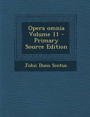 Book cover for Opera Omnia Volume 11