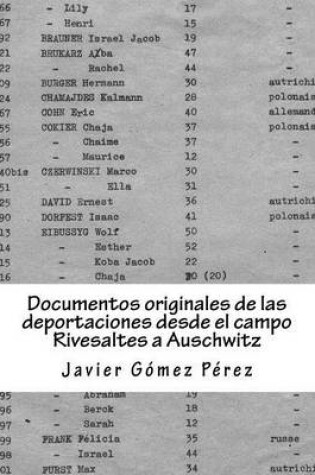 Cover of Documentos originales de las deportaciones desde el campo Rivesaltes a Auschwitz