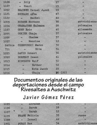 Book cover for Documentos originales de las deportaciones desde el campo Rivesaltes a Auschwitz