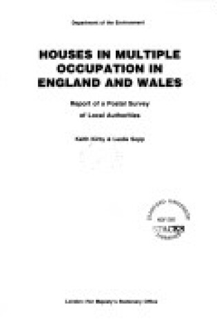 Cover of Houses in Multiple Occupation in England and Wales