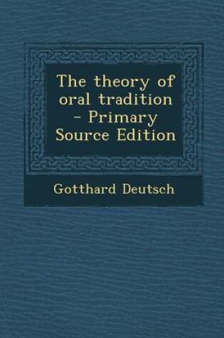 Cover of Theory of Oral Tradition