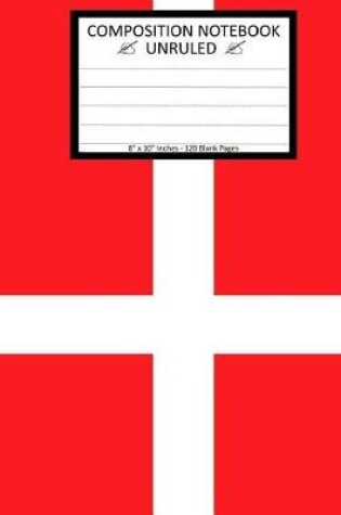 Cover of Unruled Composition Notebook 8" x 10". 120 Pages. Danish Flag