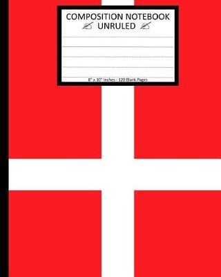 Book cover for Unruled Composition Notebook 8" x 10". 120 Pages. Danish Flag