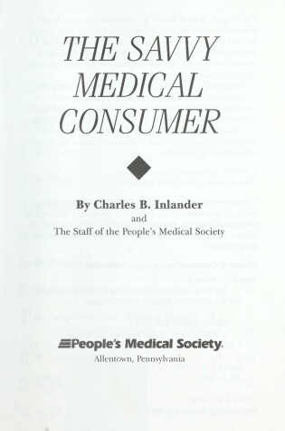 Cover of The Savvy Medical Consumer