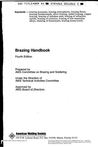 Cover of Brazing Handbook