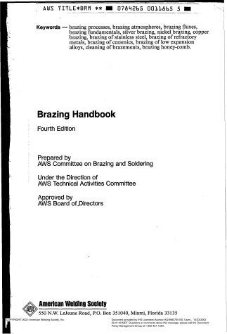 Cover of Brazing Handbook