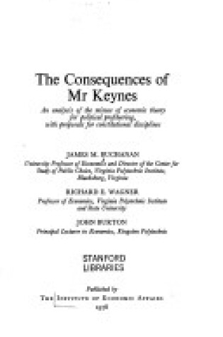 Cover of Consequences of Mr.Keynes