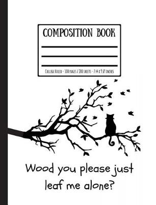 Book cover for Cat on Leafy Tree Branch Pun Composition Book