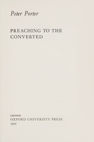 Cover of Preaching to the Converted