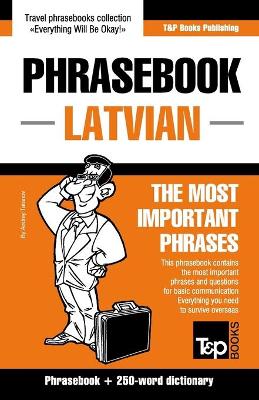 Book cover for English-Latvian phrasebook & 250-word mini dictionary