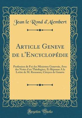 Book cover for Article Geneve de l'Encyclopédie