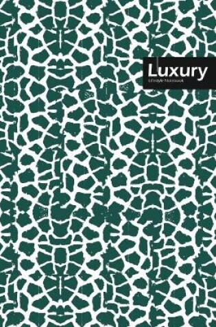 Cover of Luxury Lifestyle, Animal Print, Write-in Notebook, Dotted Lines, Wide Ruled, Medium 6 x 9", 288 Pages (Olive Green)