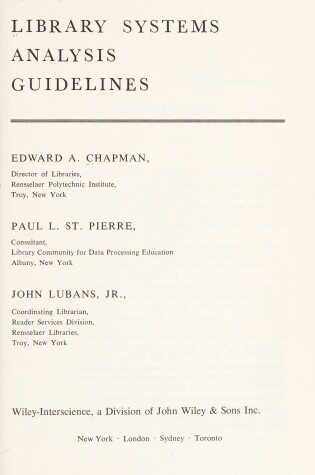 Cover of Library Systems Analysis Guidelines