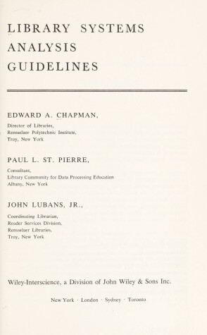 Cover of Library Systems Analysis Guidelines