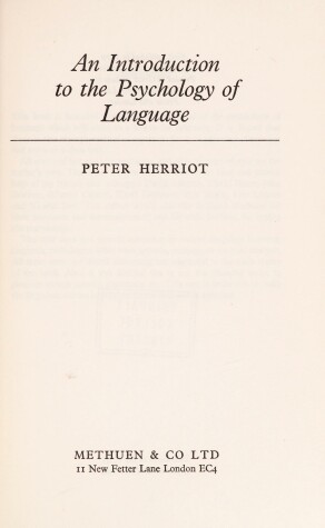 Book cover for Introduction to the Psychology of Language