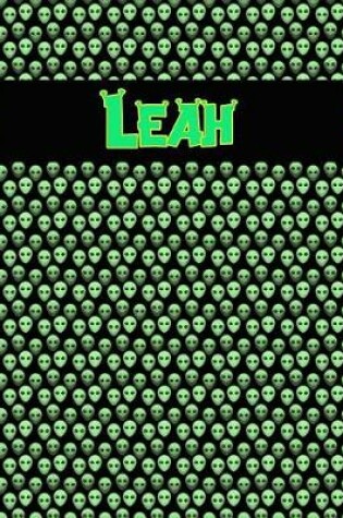 Cover of 120 Page Handwriting Practice Book with Green Alien Cover Leah