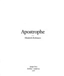 Book cover for Apostrophe