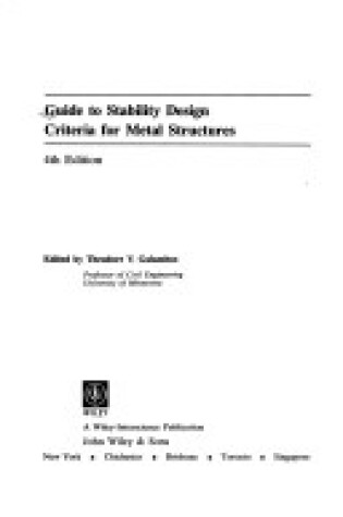 Cover of Guide to Stability Design Criteria for Metal Structures