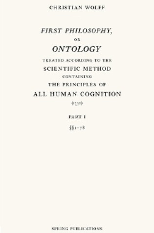 Cover of First Philosophy, or Ontology