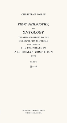 Book cover for First Philosophy, or Ontology