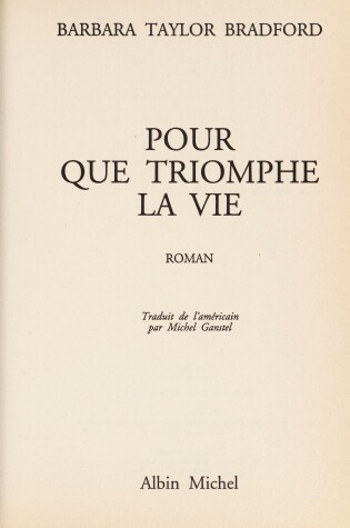 Cover of Pour Que Triomphe La Vie