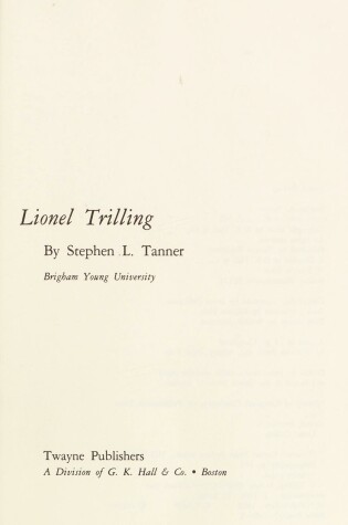 Cover of Lionel Trilling