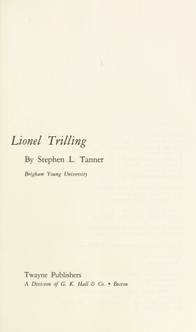 Book cover for Lionel Trilling