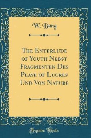 Cover of The Enterlude of Youth Nebst Fragmenten Des Playe of Lucres Und Von Nature (Classic Reprint)