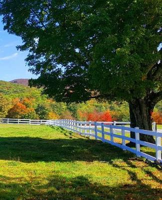 Book cover for School Composition Book White Split Rail Fence Mountain Background 130 Pages