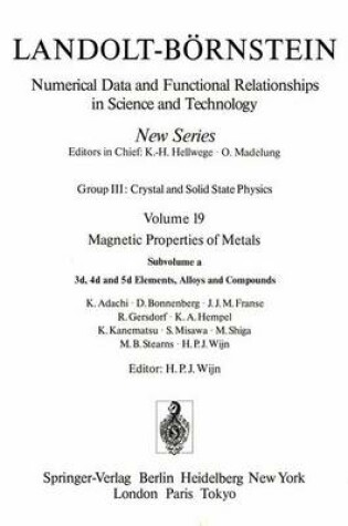 Cover of 3D, 4D, and 5d Elements, Alloys and Compounds / 3D-, 4D- Und Und 5d-Elemente, Legierungen Und Verbindungen