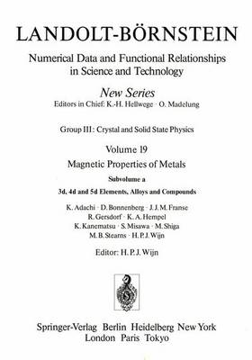 Cover of 3D, 4D, and 5d Elements, Alloys and Compounds / 3D-, 4D- Und Und 5d-Elemente, Legierungen Und Verbindungen