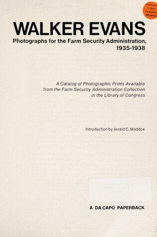 Cover of Photographs for the Farm Security Administration, 1935-38